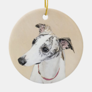 Whippet-Malerei - Niedliche Original-Hundekunst Keramikornament