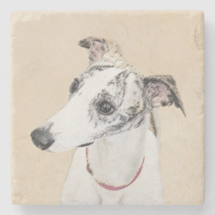 Whippet-Malerei - Niedliche Original-Hundekunst Steinuntersetzer