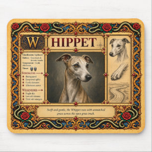 Whippet, mittelalterliche Bestiarien-Kunst Mousepad