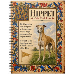 Whippet, mittelalterliche Bestiarien-Kunst Notizblock