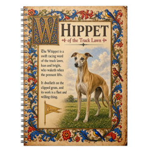Whippet, mittelalterliche Bestiarien-Kunst Notizblock