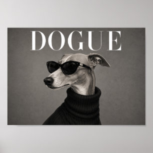 Whippet Mode-Redaktions-Hunde-Kunst-Druck Poster