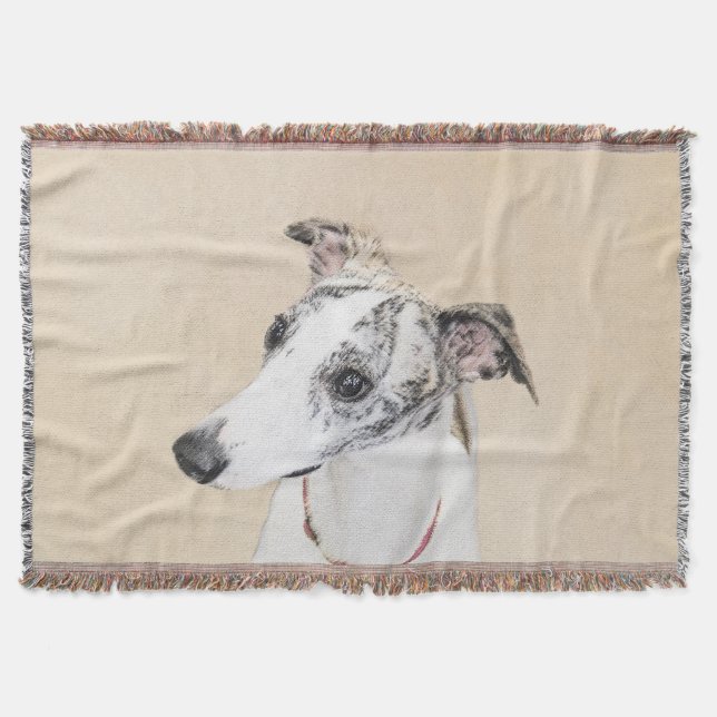 Whippet Painting - Niedliche Original Hunde Kunst Decke (Vorderseite)