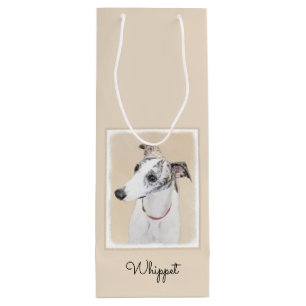 Whippet Painting - Niedliche Original Hunde Kunst Geschenktüte Für Weinflaschen