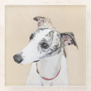 Whippet Painting - Niedliche Original Hunde Kunst Glasuntersetzer