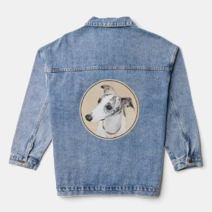 Whippet Painting - Niedliche Original Hunde Kunst Jeansjacke