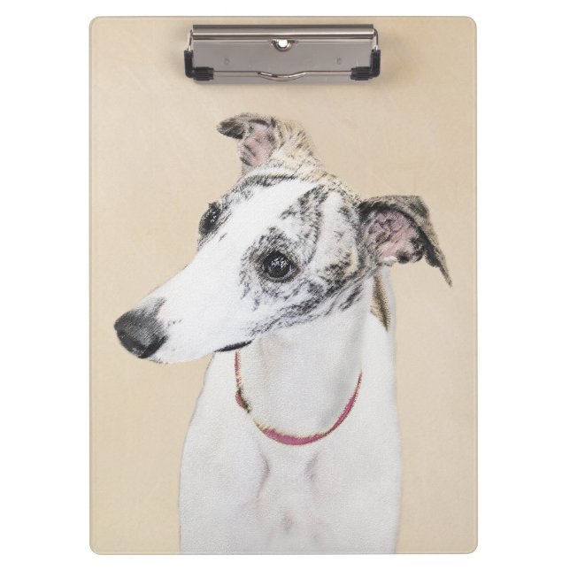Whippet Painting - Niedliche Original Hunde Kunst Klemmbrett (Vorderseite)
