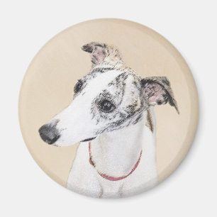 Whippet Painting - Niedliche Original Hunde Kunst Magnet