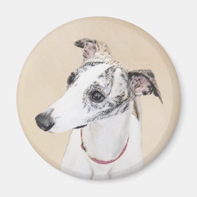 Whippet Painting - Niedliche Original Hunde Kunst Magnet (Vorne)
