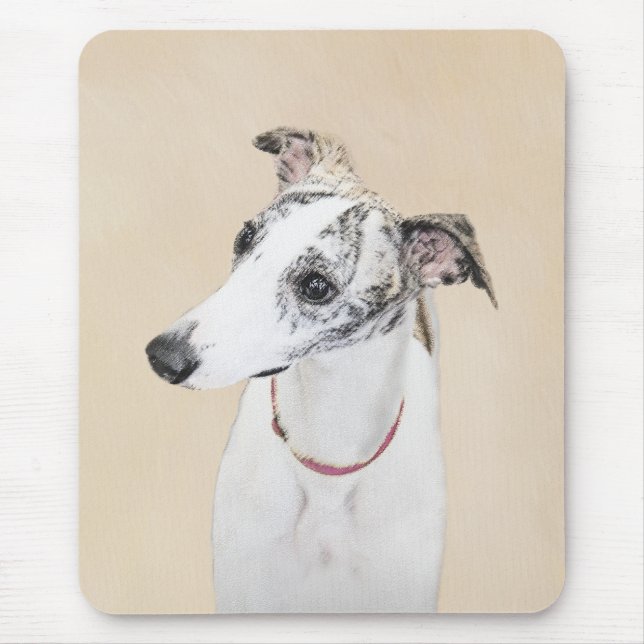 Whippet Painting - Niedliche Original Hunde Kunst Mousepad (Vorne)