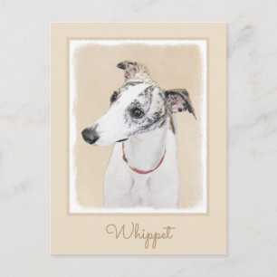Whippet Painting - Niedliche Original Hunde Kunst Postkarte
