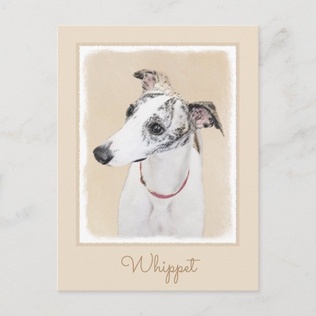 Whippet Painting - Niedliche Original Hunde Kunst Postkarte (Vorderseite)