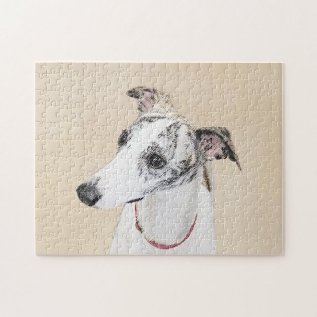 Whippet Painting - Niedliche Original Hunde Kunst Puzzle (Horizontal)