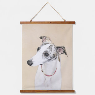 Whippet Painting - Niedliche Original Hunde Kunst Wandteppich Mit Holzrahmen