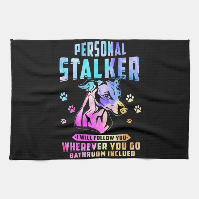 Whippet Personal Stalker Ich werde Ihnen folgen Geschirrtuch (Horizontal)