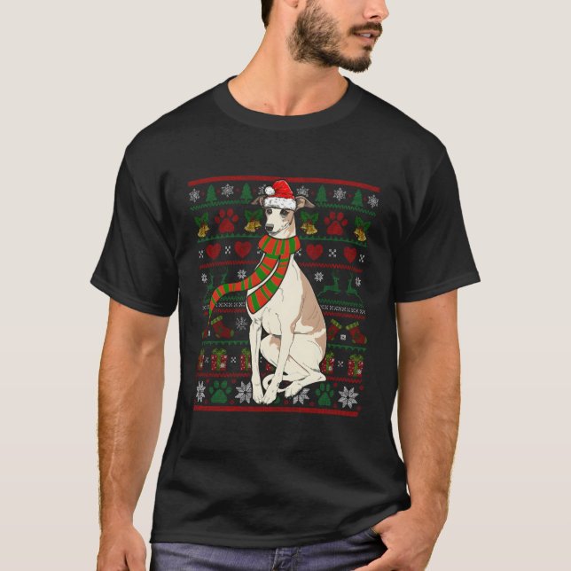Whippet Santa Claus Funny Dog Lover Christmas Swee T-Shirt (Vorderseite)