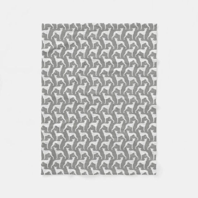 Whippet Silhouette-Muster Fleecedecke (Vorderseite)