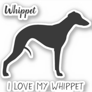 Whippet-Silhouette Profil I Liebe Mein Whippet Aufkleber