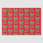 Whippet Silhouette Red Christmas Dog & Green Bow Seidenpapier<br><div class="desc">Whippet / Italienisch Greyhound Silhouette Hund rotes Weihnachtspapier abstraktes Muster und grüner Bogen. Ersetzen Sie das glückliche Weihnachten durch alles,  was Sie mögen.</div>