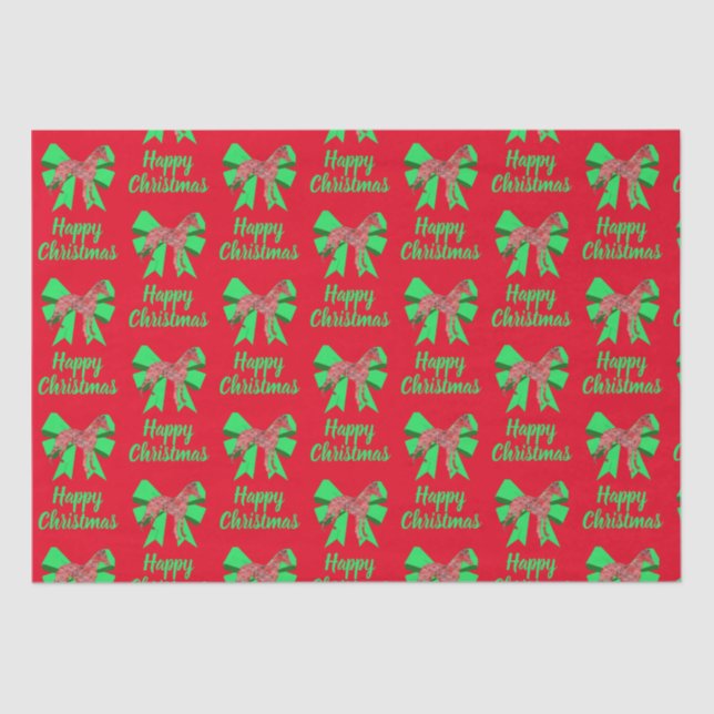 Whippet Silhouette Red Christmas Dog & Green Bow Seidenpapier (Vorderseite)