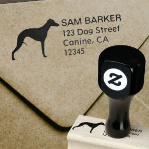 Whippet Silhouette-Rücksendeadresse Gummistempel