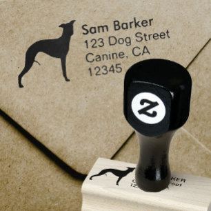 Whippet Silhouette-Rücksendeadresse Gummistempel