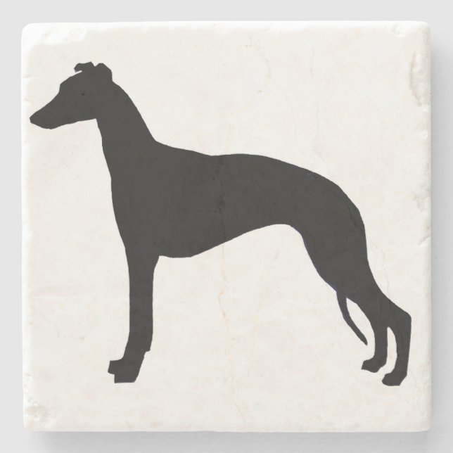 Whippet-Silhouette Steinuntersetzer (Vorderseite)