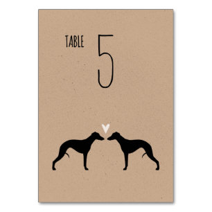 Whippet-Silhouetten Hochzeitsempfangskarte Tischnummer