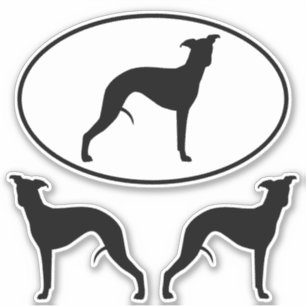 Whippet-Silhouetten Oval und DieCut Vinyl Stickers Aufkleber