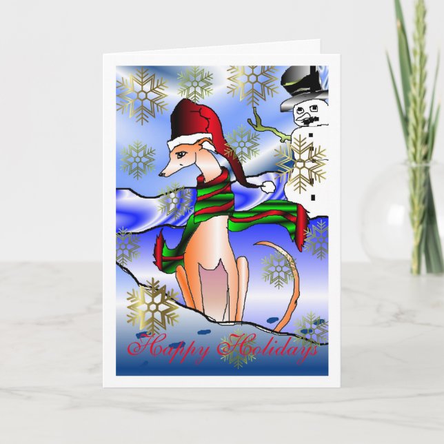 "Whippet Snow Day" Feiertagskarte Karte (Vorderseite)
