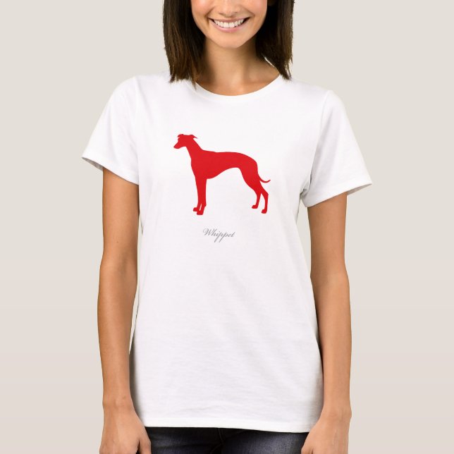Whippet T - Shirt (rote Silhouette) (Vorderseite)