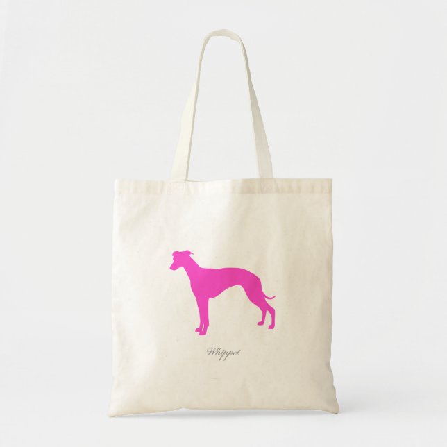 Whippet Taschen-Tasche (rosa Silhouette) Tragetasche (Vorne)