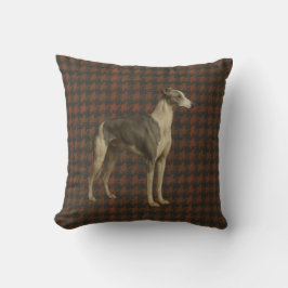 Whippet throw cushion. Whippet on tweed/tartan Kissen