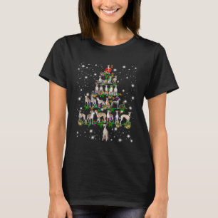 Whippet Weihnachtsbaum mit leuchtendem Licht bedec T-Shirt