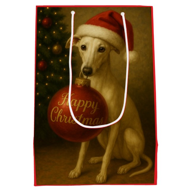 Whippet-Weihnachtsgeschenktüte Mittlere Geschenktüte (Rückseite)