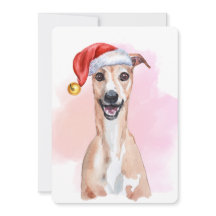 Whippet-Weihnachtskarte – Whippet mit Weihnachtsma
