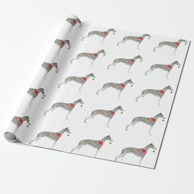 Whippet Weihnachtsverpackungs-Papier-Weiß Geschenkpapier (Ungerollt)