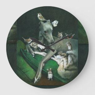 Whippet With Mice And Birds Wall Clock Große Wanduhr