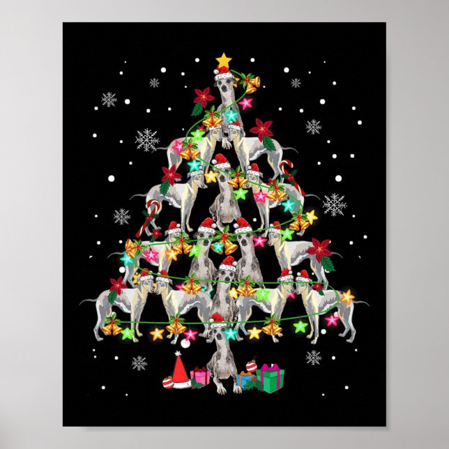 Whippets Christmas Tree Funny Whippets Lover Chris Poster (Vorne)