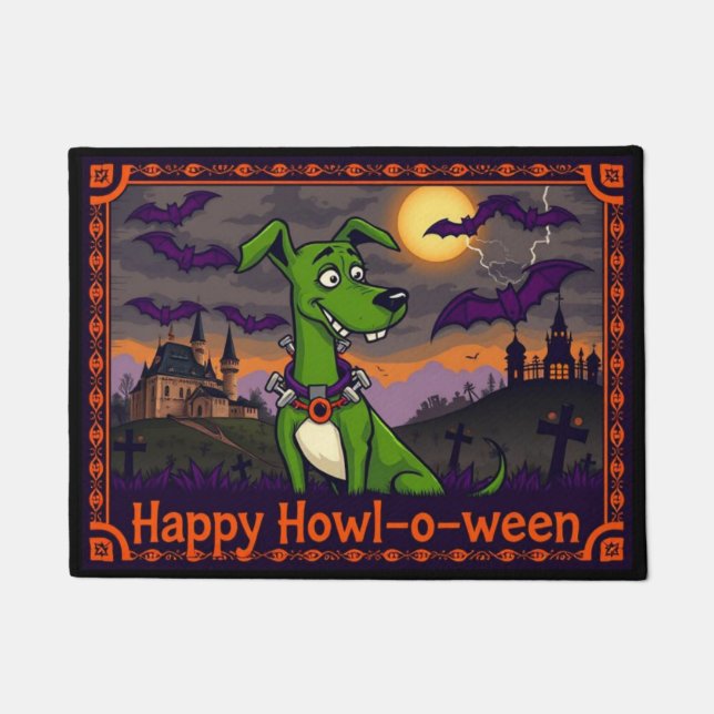 Whippetstein Happy Howl-o-ween Fußmatte (Vorderseite)