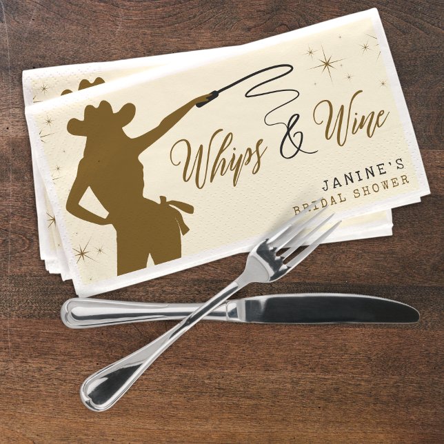 Whips & Wine Cowgirl Brautparty Serviette (Whips & Wine Cowgirl Bridal Shower Paper Guest Towels
)
