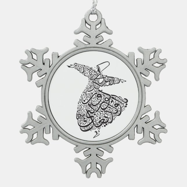 Whirling Derwisch Schneeflocken Zinn-Ornament (Vorderseite)