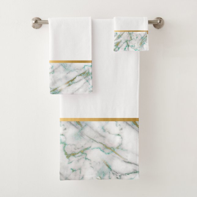 WHIRLMARBLE GREEN GOLD BADEZIMMER TOWEL SET (Insitu)
