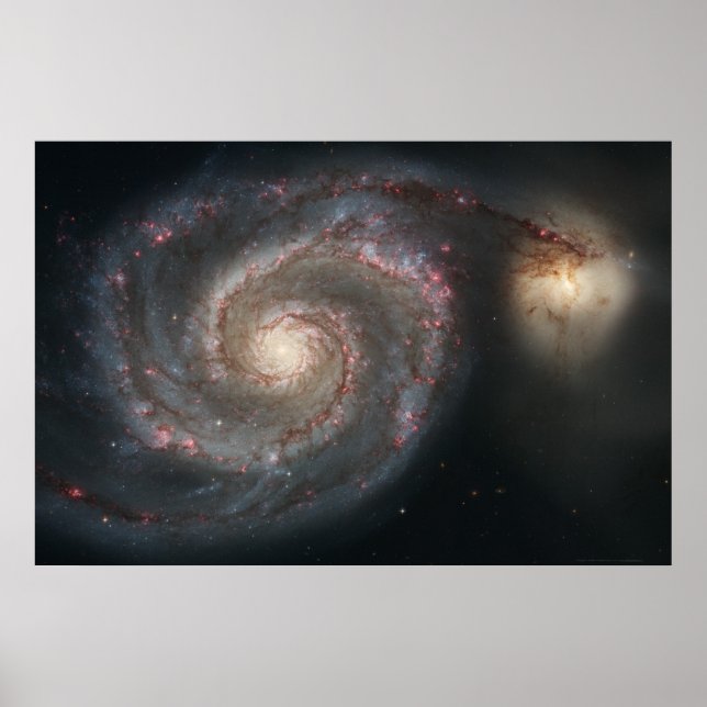 Whirlpool Galaxy M51+Companion Galaxy 36x24 (39x26 Poster (Vorne)