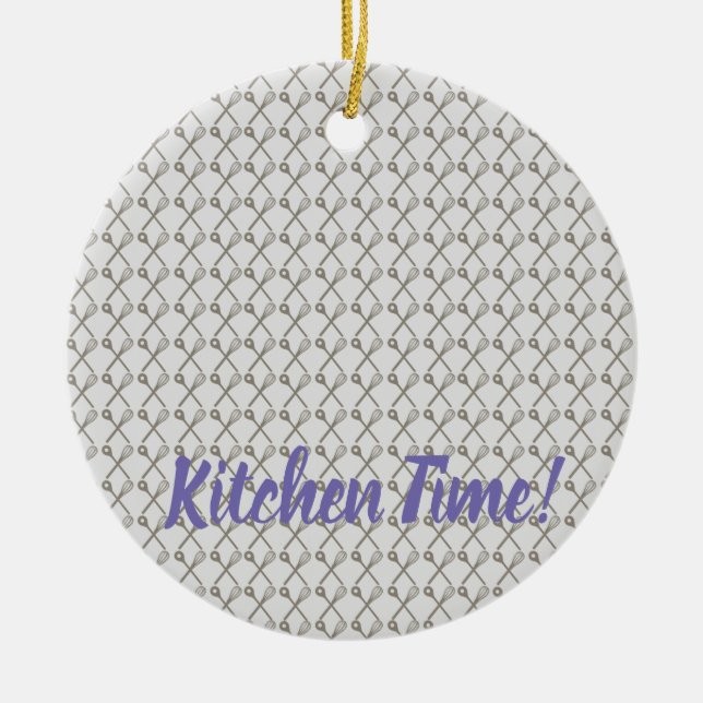 Whisk and Cooking Spoon Muster für Köche in der Kü Keramik Ornament (Vorne)