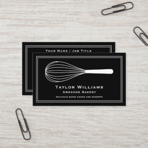 Whisk Bäckerei Bäckerei Bake Shop Café Schwarz-Wei Visitenkarte
