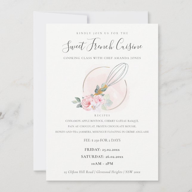 Whisk Holz Blumengebäck Küche Klasse laden Dankeskarte (Vorderseite)