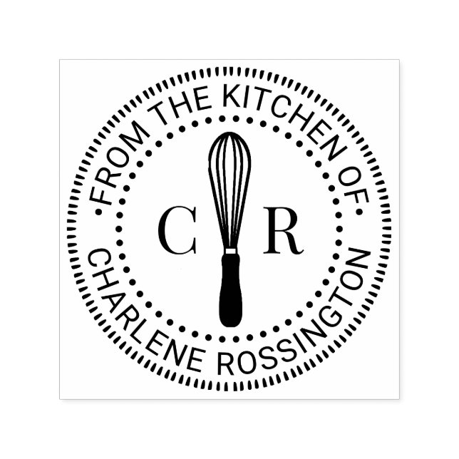 Whisk Kitchen Utensil 2 Initial Monogram Book Name Permastempel (Design)
