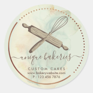 Whisk Rolling Button Girly Bakery Brand niedlichen Runder Aufkleber