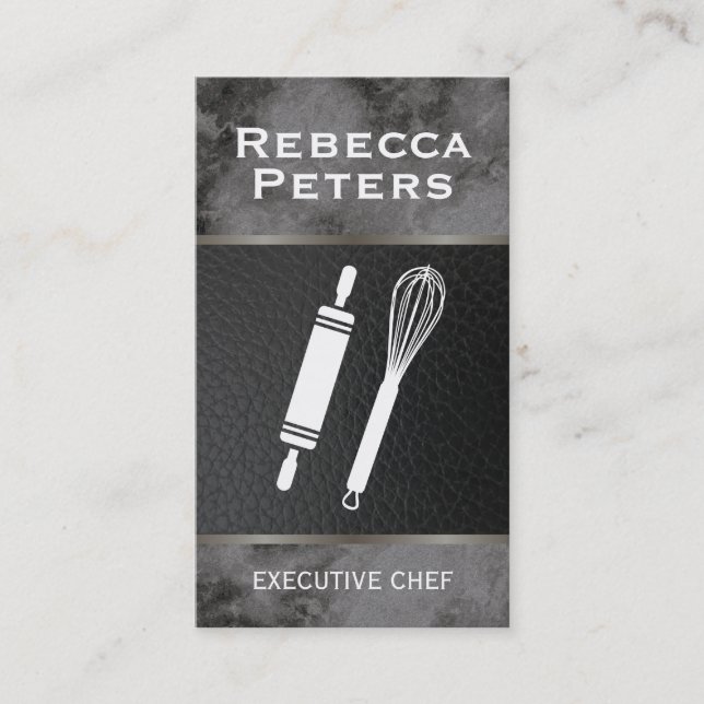 Whisk Rolling Button Kulinarischer Meister Schwarz Visitenkarte (Vorderseite)